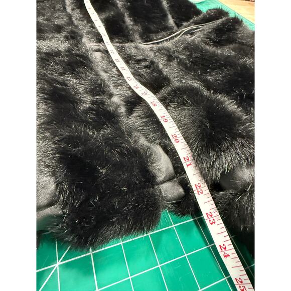 Pamela McCoy Faux Fur Puffer Jacket Black Zip Plush Winter Coat Women’s S Glam - Picture 7 of 11